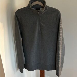 Micheal Kors Mock Neck‎ 1/4 Zip Gray Pullover Jacket /Sweater Mens Size L